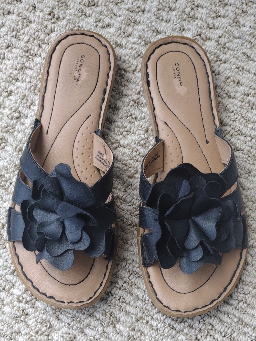 Sonoma Black Floral Slide Sandals for Women